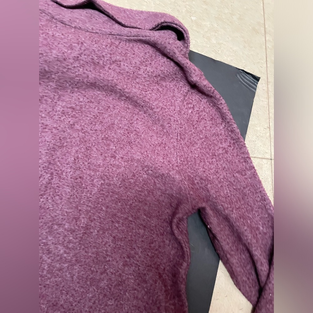 French Grey Women’s Burgundy Anita Sweater Dress with Asymmetrical Cowl Neckline - Picture 8 of 11